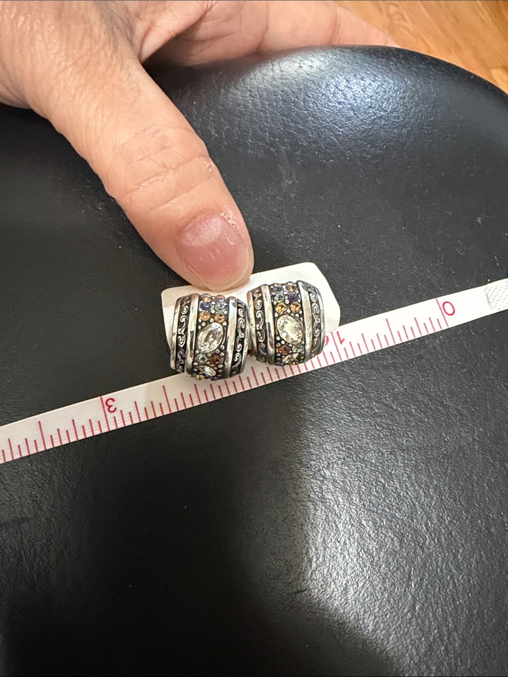 Brighton Silver Hoop Earrings with Multicolor Crystals